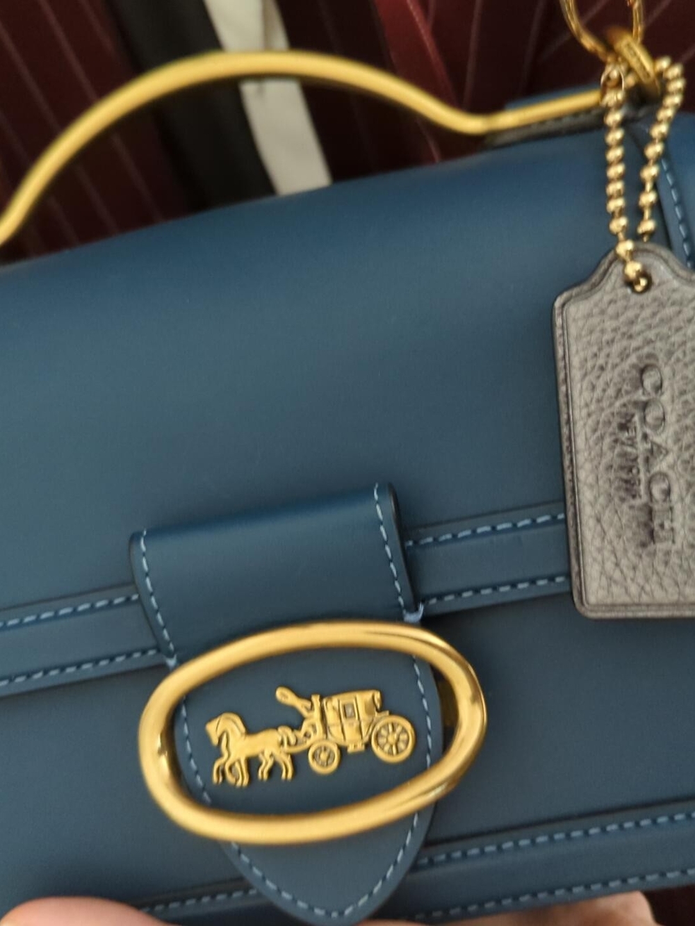 Coach 1941 Riley 18 Peacock Blue Leather Top Handle Bag 74615 Pre-owned EUC - Picture 15 of 16